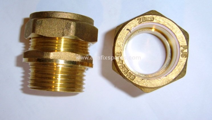(image for) Pair 1 Inch Male to 28mm Copper Straight Boiler Connectors - Click Image to Close