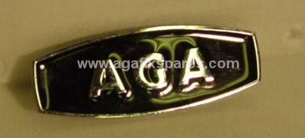 (image for) Small Post 74 Aga range cooker Badge, chrome letters black enamel backgroud - Click Image to Close